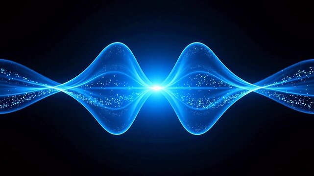 Abstract blue energy wave in dark void
