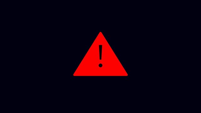 A bright red warning triangle with an exclamation mark inside, set against a dark, almost black background, symbolizing danger or caution.