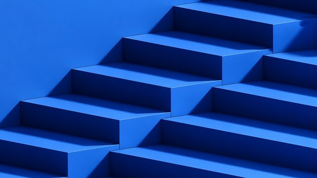 Abstract Geometric Blue Diagonal 3D Steps Texture Background