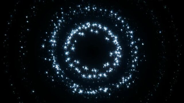 Blue particles forming a circular kinetic abstract background with subtle camera movement and bokeh effects