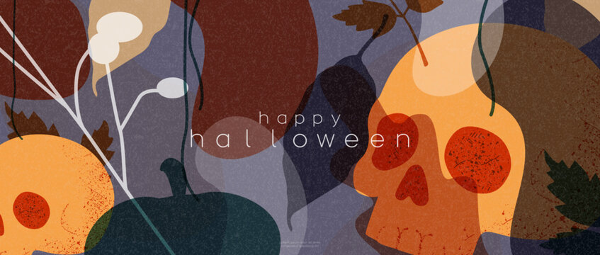 Happy Halloween horizontal banner. Modern design.