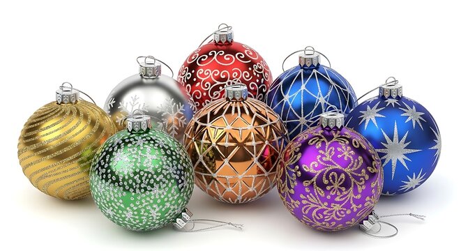 christmas balls isolated on white
