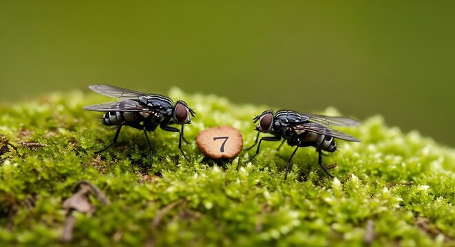 fly on a green leaf