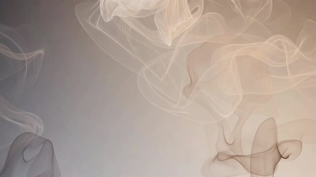 Abstract flowing translucent shapes in soft artistic style on a neutral backdrop, representing motion and fluidity