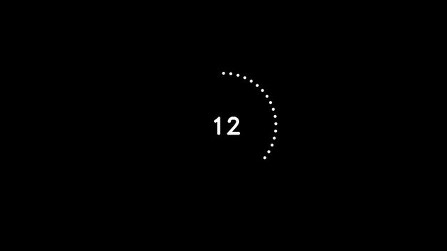 A simple loading indicator with the number 12 displayed inside a dotted semi-circle on a black background.