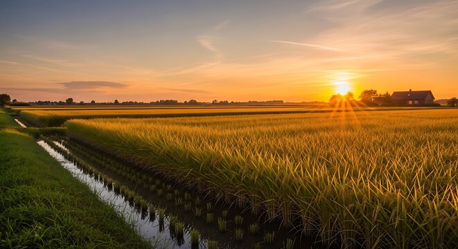 sunset over the fields