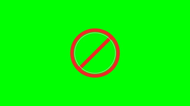 A red prohibition sign with a diagonal line on a bright green background, symbolizing a stop or forbidden action.