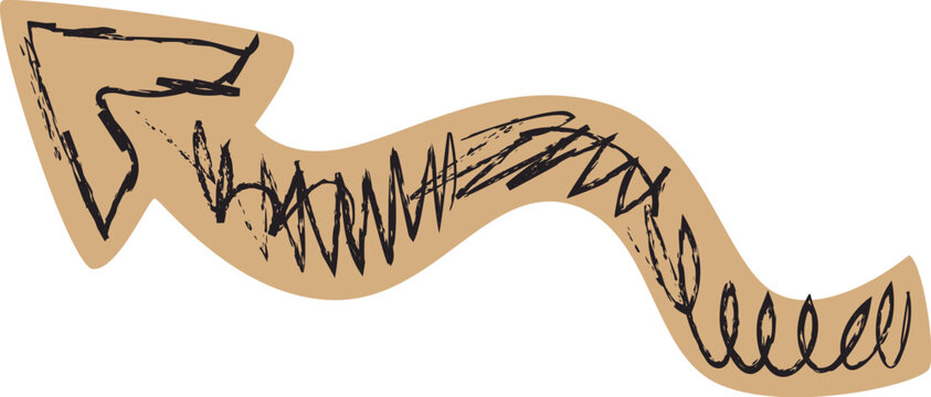 Arrow Curved Scribble Hand Drawn