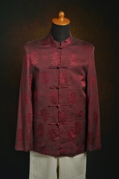 Chinese traditional clothes, changshan or generally known as male cheongsam on display mannequin