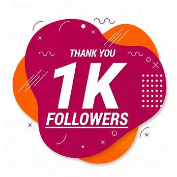 Thank you milestone badge celebrating 1k followers with vibrant design