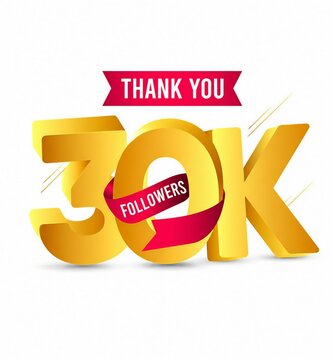 Thank you badge celebrating 30 thousand followers milestone with social media theme