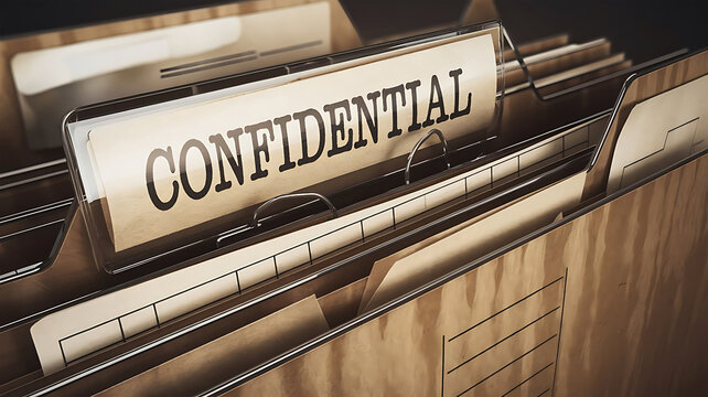 Confidential files in a filing cabinet security and sensitive information