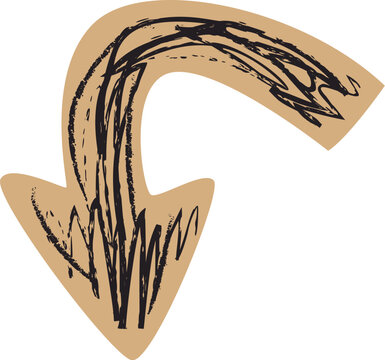 Arrow Curved Down Hand Drawn