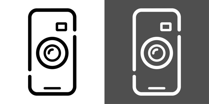スマートフォンのカメラアプリを示す太線ベクターアイコン