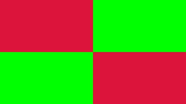 Abstract geometric pattern with alternating red and green squares creating a checkerboard effect.