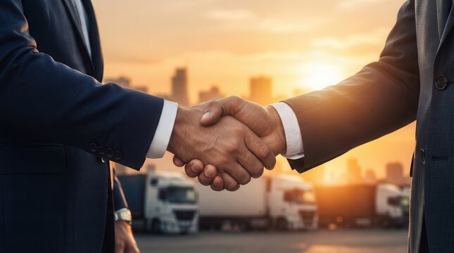 A close-up of a handshake representing a strong partnership and collaboration for a logistics company.