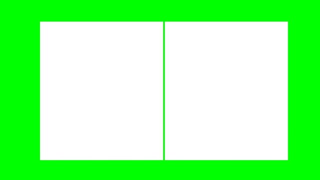 Two blank white squares side by side on a vibrant green background, perfect for text or images.