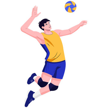 Man Playing Volleyball in Mid-Air