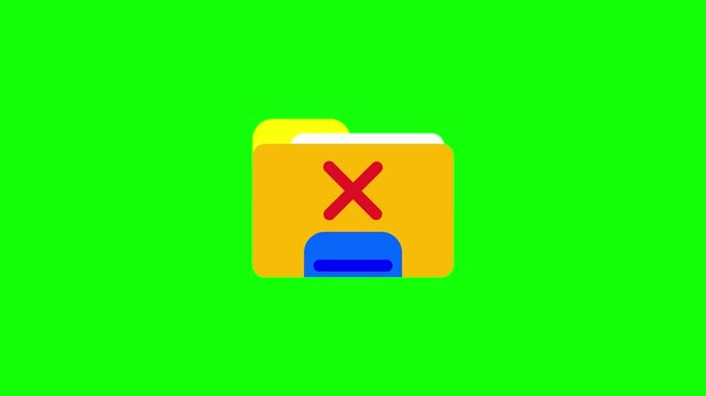 Animation Folder Closed icon set. Set of file folder icons with an 'X' symbol on transaprent background. Animated Video 4K