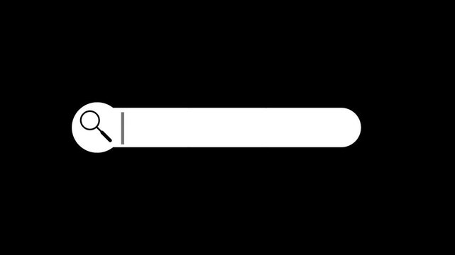 Minimal Animated Search Bar User Interface, Search Box UI Animation on black background.