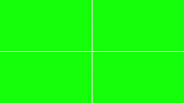 Four Window Frame Grid Transition Elements | Split Screen 2D Motion Graphics Animation on Green Screen
