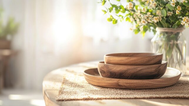 Wooden tableware arrangement