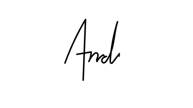 Andy name signature looping animation on white background