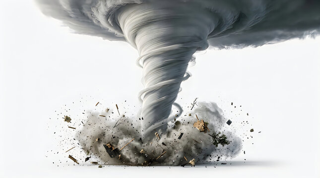 Large dark tornado spinning with dust and debris illustration