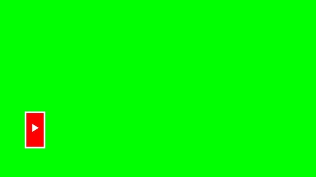 YouTube play button icon on a green screen background, ready for video editing and compositing.
