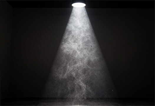 Sunbeam with dust particles in dark room