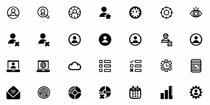 Customer Service Icons Set Flat Black Silhouette On White Background