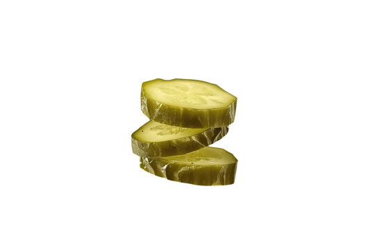 Pickle slices stacked, green vegetable snack, preserving food as healthy appetizer, sour fermented cucumber