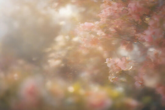 Soft pink blossoms blush in morning light