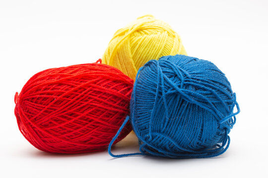 Several skeins of acrylic yarn for crocheting and knitting