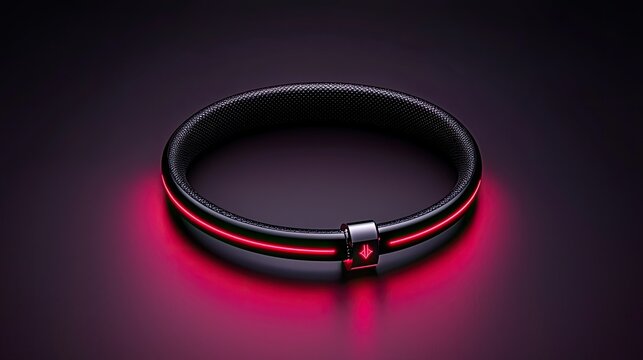 Modern Glowing Black Bracelet with Red LED Neon Accent