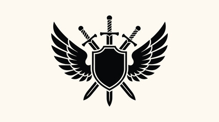 Heraldic shield with swords and wings.