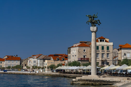 Partisan Memorial at the Border of Kastel Stari and Kastel Novi on the Adriatic Waterfront, Croatia