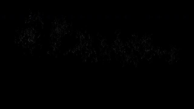 2パターンの「ぞわぁ」という文字が出て、粒子になって消える4K画質の背景透過映像素材