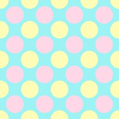 Cute Colorful Blue Yellow Pink Polka Dot Seamless Pattern Background for Fabric Wallpaper and Wrapping Paper Design © vanillabluecloud