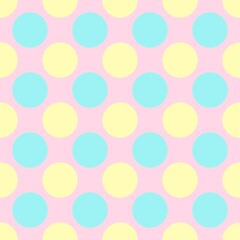 Cute Colorful Blue Yellow Pink Polka Dot Seamless Pattern Background for Fabric Wallpaper and Wrapping Paper Design © vanillabluecloud