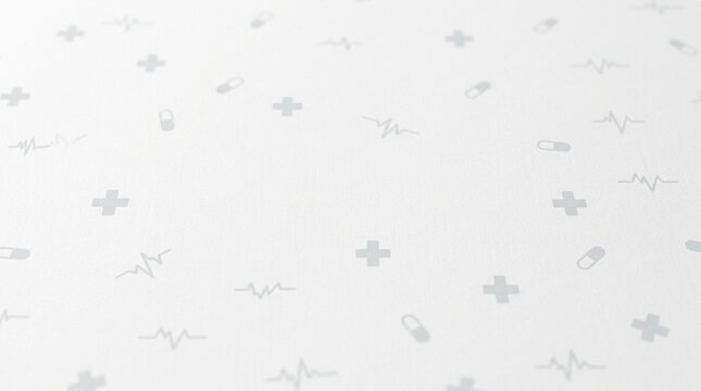 Minimal white medical pattern with crosses and pills