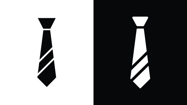 Necktie icons set in black and white versions for formal business fashion and professional attire.
