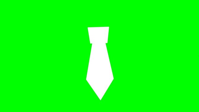 Simple white tie icon on a green screen background.
