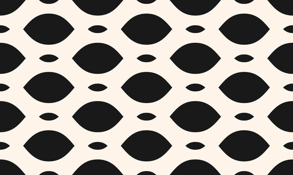 Minimal vector mesh texture. Simple black and white seamless pattern. Illustration of big geometric lattice, grid, tissue structure. Stylish abstract monochrome background. Repeating geo design