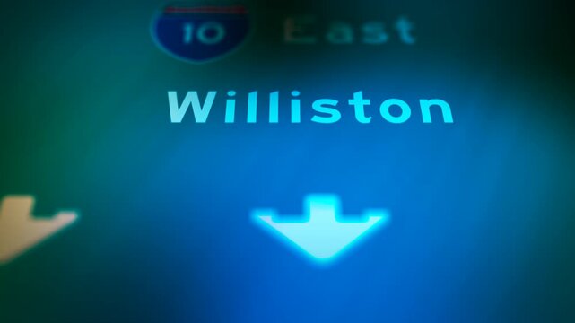 Crime Filler Shot - Cinematic North Dakota Highway Sign - Williston