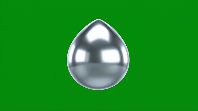 Shiny Play Button Icon on Green Screen Background - A polished, metallic play button icon is centered against a vibrant green screen.