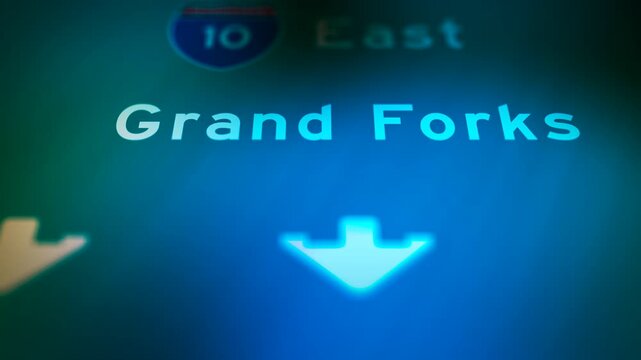 Crime Filler Shot - Cinematic North Dakota Highway Sign - Grand Forks