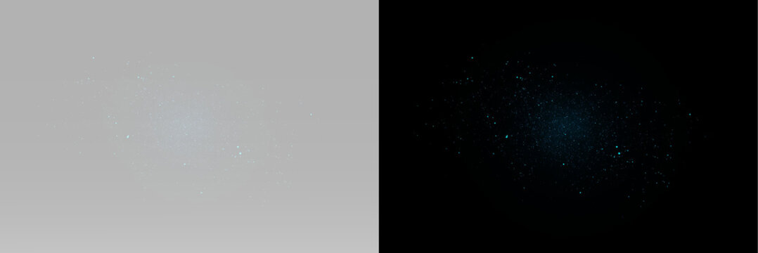 Shimmering blue dust with fine glitter specks and scattered glowing particles