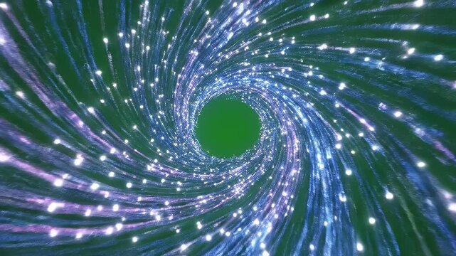 Abstract Digital Vortex Tunnel Animation with Green Screen - A mesmerizing digital vortex spins in a hypnotic loop, pulling viewers into its swirling depths.