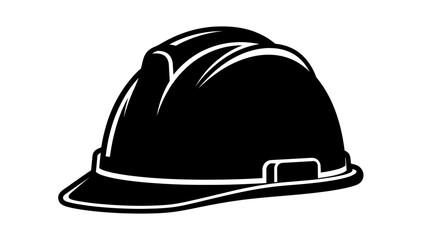 Fototapeta premium A black construction helmet silhouette against a white background showcasing safety equipment protection silhouette headgear worker workplace
